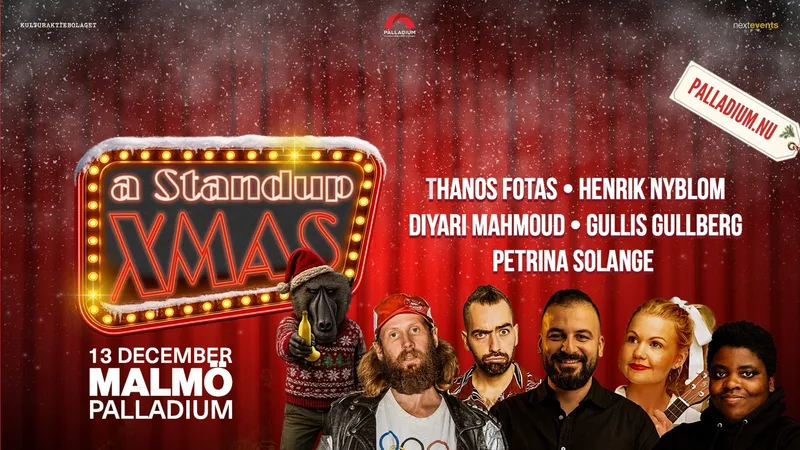 A Standup X-mas 2026 med Petrina, Thanos, Diyari, Gullis & Henrik Nyblom.